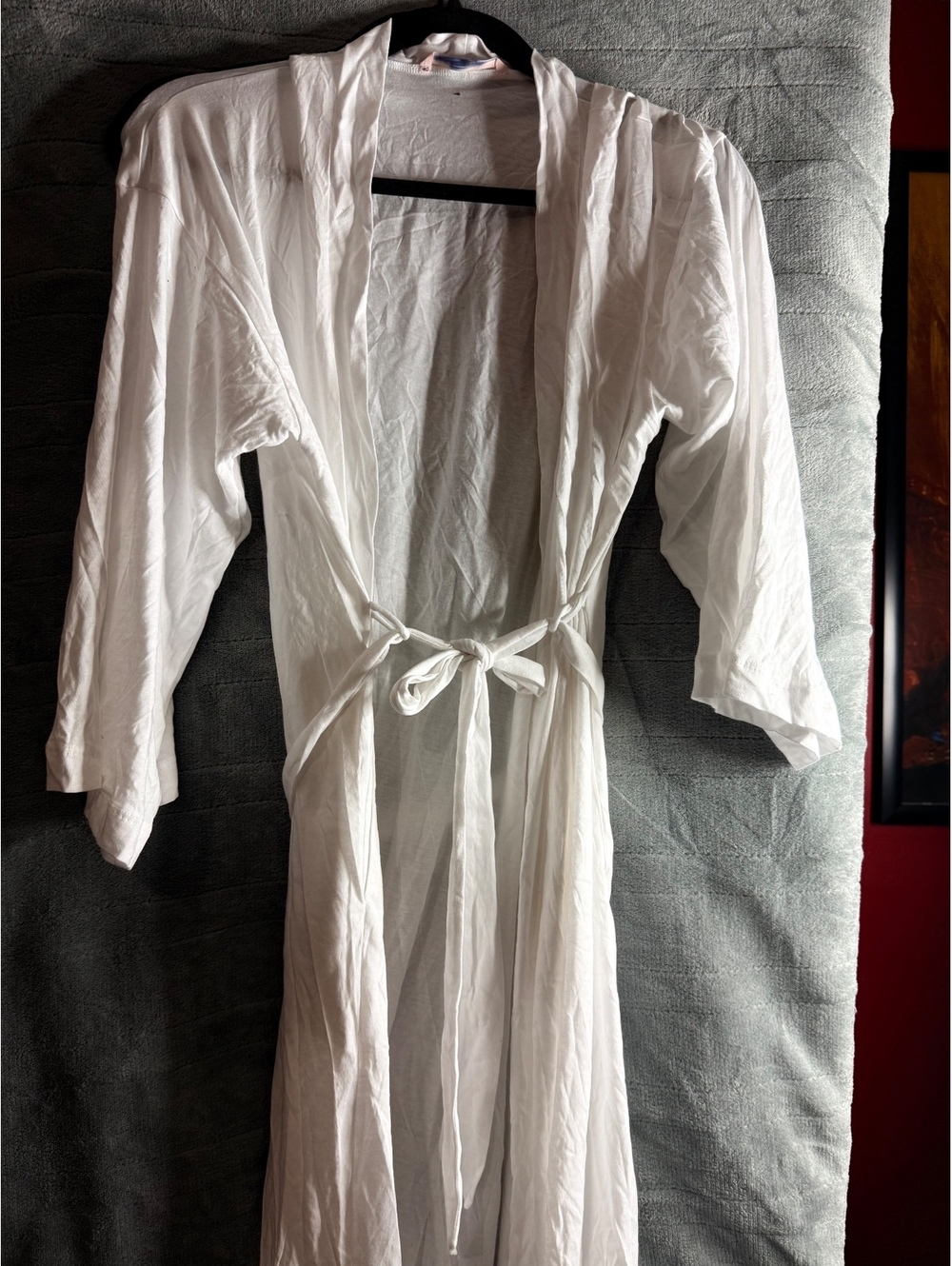 Victoria’s Secret White Jersey Wrap Robe 3/4 Sleeve Metal VS Logo NWOT